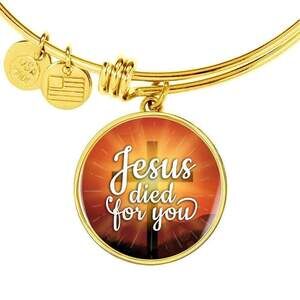 Jesus Died For You Personalized Engraved Gold Circle Bangle Bracelet Custom